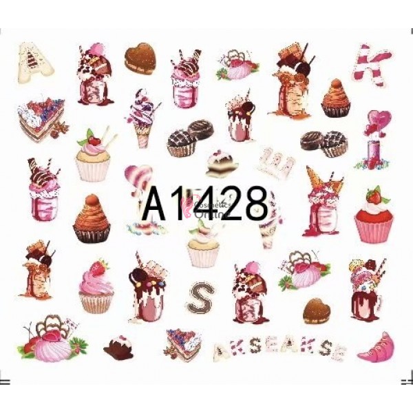 Stickere cu Apa pentru unghii cod A1428 Prajituri